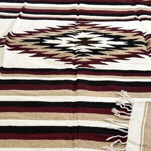 Vintage Geometric Navajo-style Blanket or Rug w/fringe